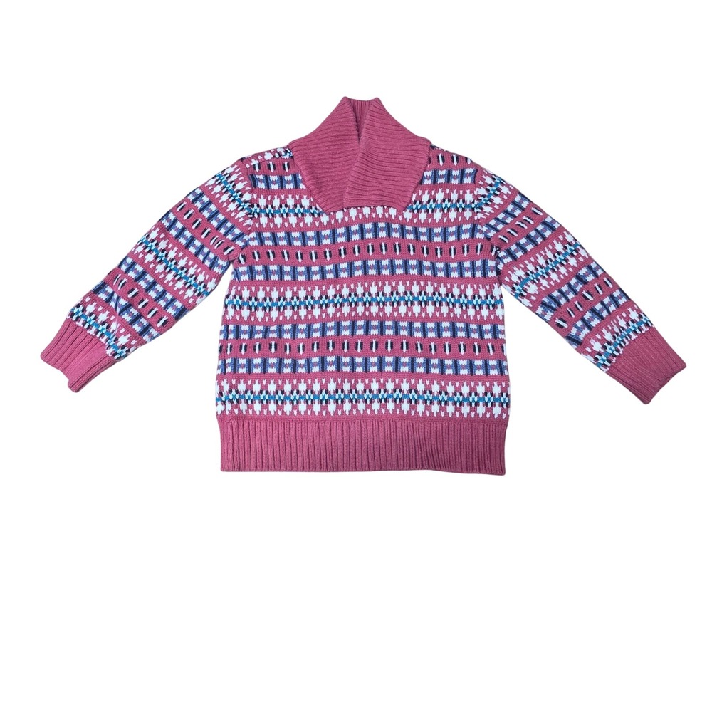 Tea Collection Kids‎ XS 2-3 Fair Isle Knit Sweater Mock Neck/Turtleneck Pullover